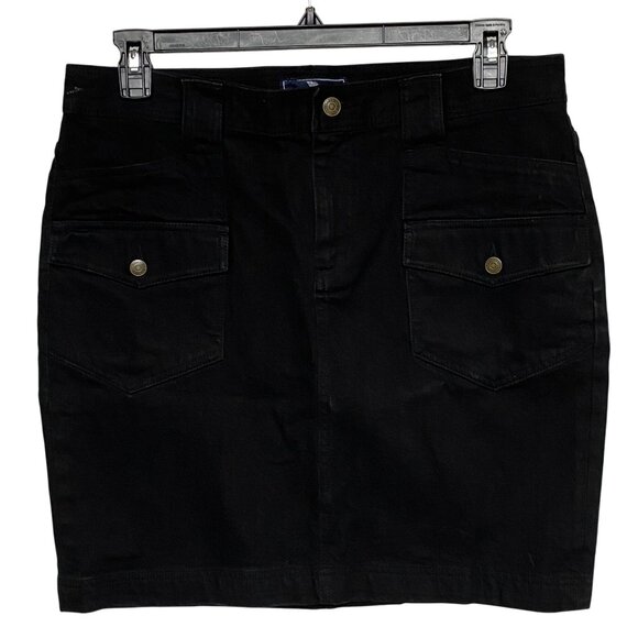 American Living Dresses & Skirts - America Living Black Denim Skirt With Front & Back Pockets Size 12